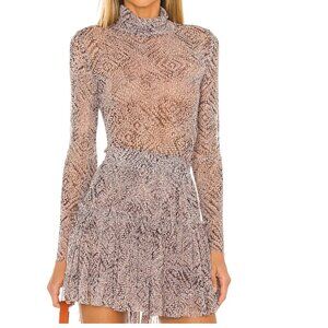 MISA Los Angeles Nadia Top + Marion Skirt XS Tanza Abstract